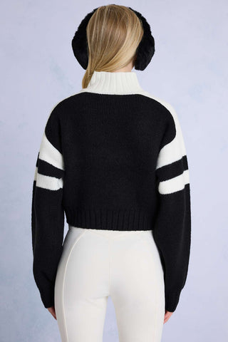 Cropped Chunky Knit Turtleneck Sweater
