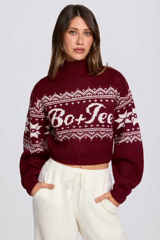 Crimson Cropped Knit Sweater