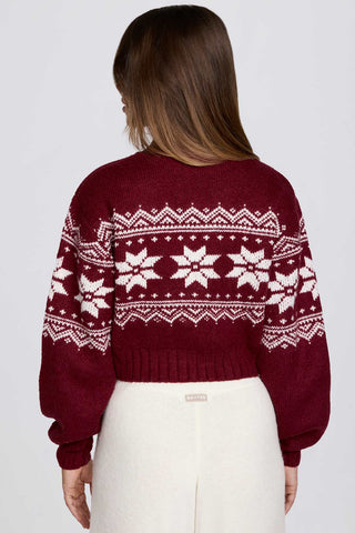 Crimson Cropped Knit Sweater