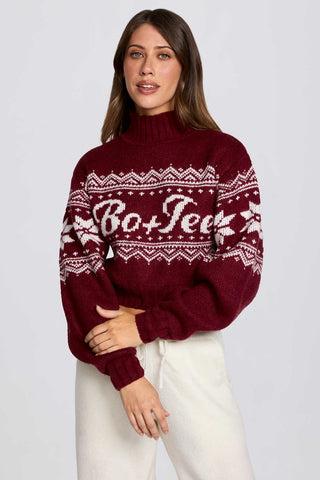 Crimson Cropped Knit Sweater