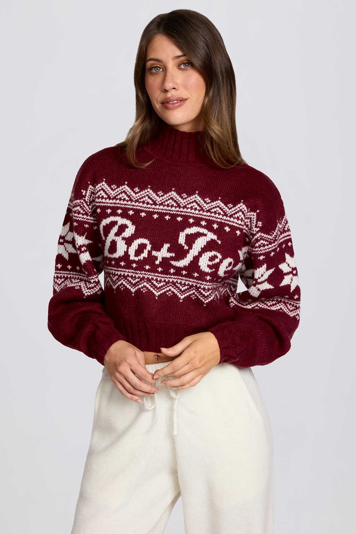 Crimson Cropped Knit Sweater