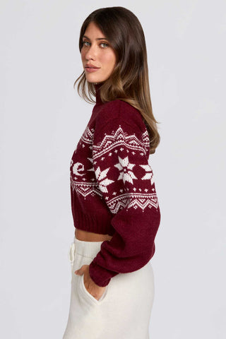Crimson Cropped Knit Sweater