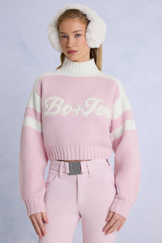 Powder Pink Cropped Knit Jumper