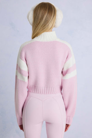 Powder Pink Cropped Knit Jumper