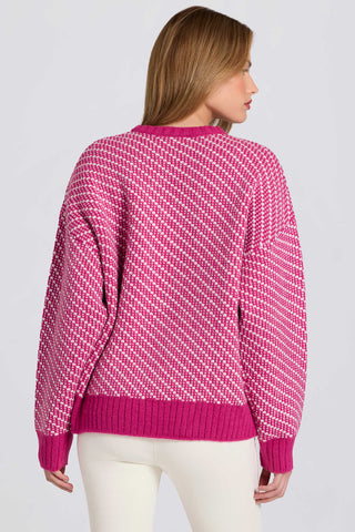 Oversized Knit Sweater in Magenta Pink