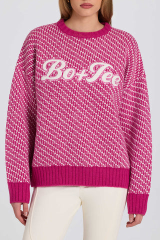 Oversized Knit Sweater in Magenta Pink