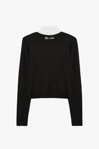 Black Knit Turtleneck Top