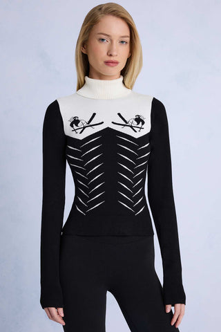 Black Knit Turtleneck Top