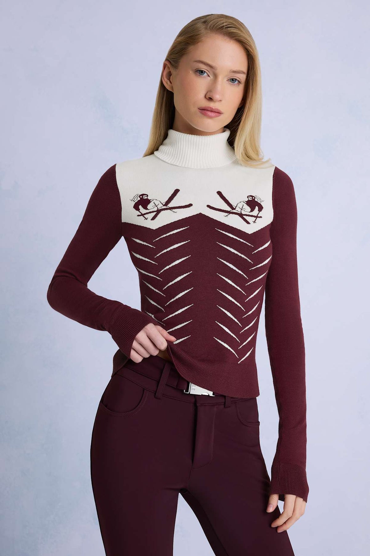 Burgundy Knit Turtleneck Top
