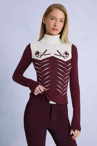 Burgundy Knit Turtleneck Top