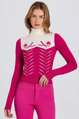 Magenta Knit Turtleneck Top