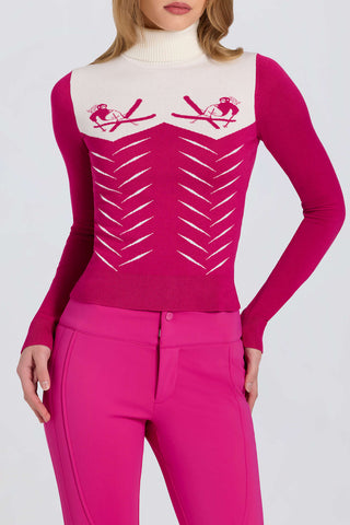 Magenta Knit Turtleneck Top