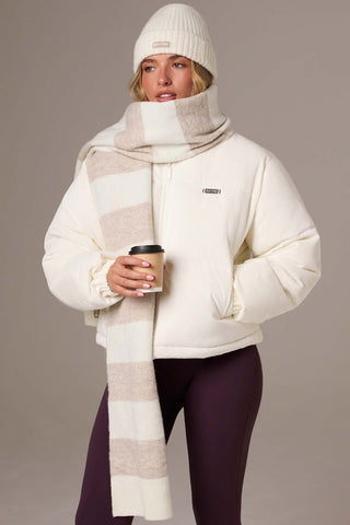 Ivory Striped Knit Scarf