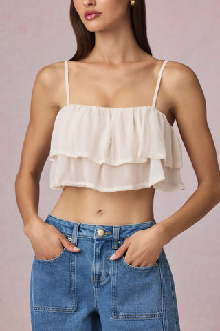Ruffled Cropped Camisole Top