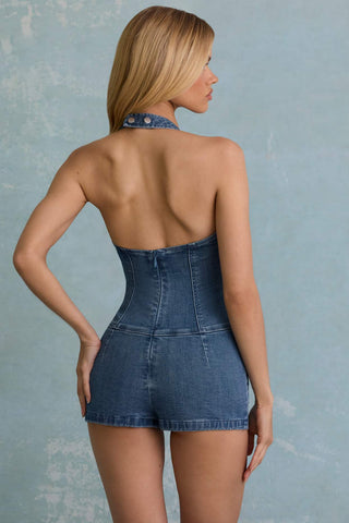 Denim Halterneck Playsuit