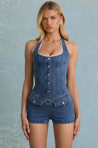 Denim Halterneck Playsuit