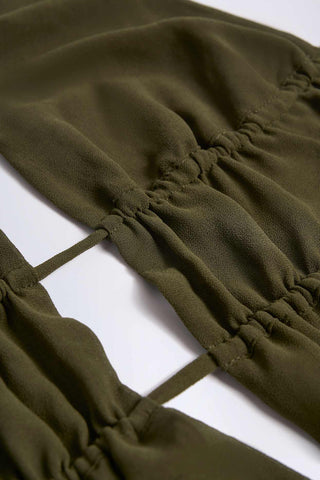 Sheer Halterneck Crop Top with Ruched Panels