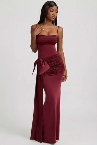 Bow Detail Ruched Maxi Dress