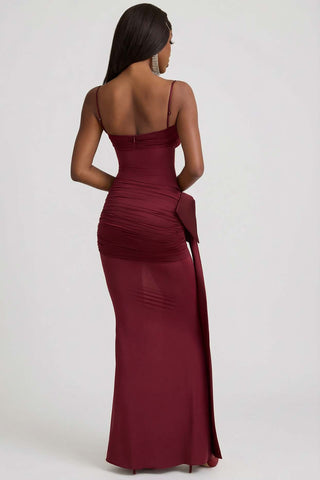 Bow Detail Ruched Maxi Dress
