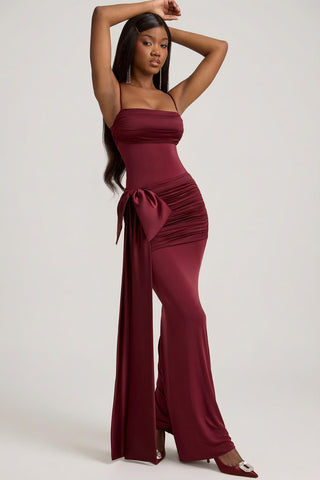 Bow Detail Ruched Maxi Dress