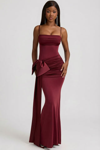 Bow Detail Ruched Maxi Dress