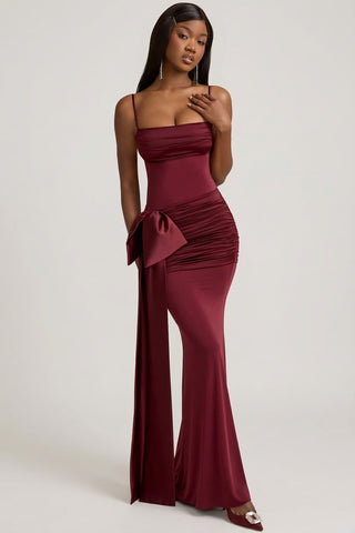Bow Detail Ruched Maxi Dress