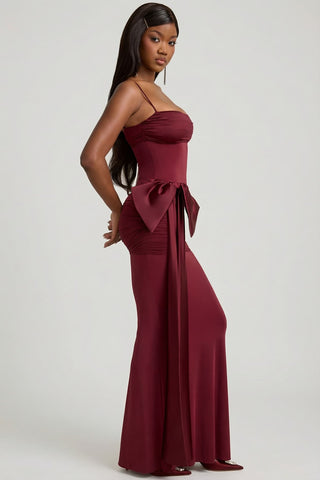 Bow Detail Ruched Maxi Dress