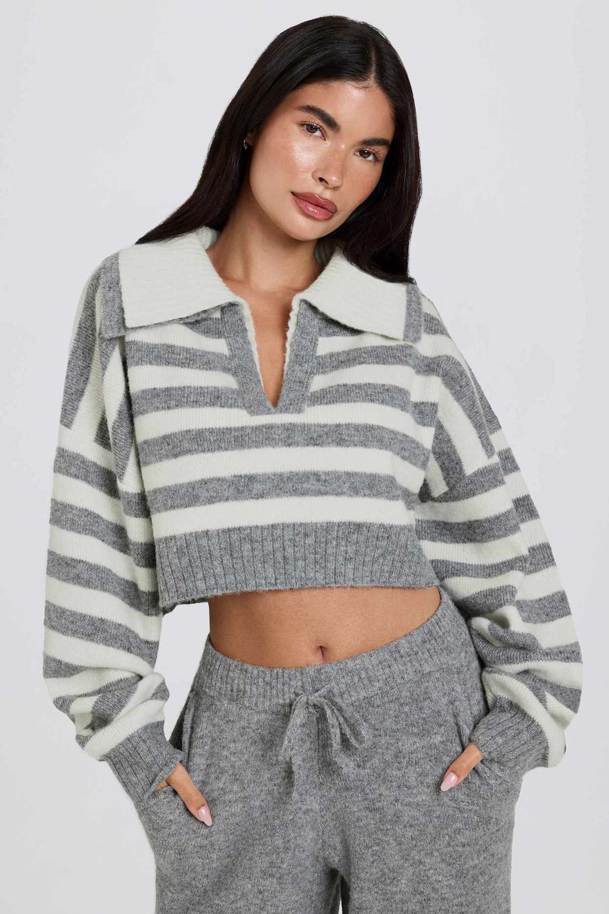 Layered Collar Cropped Knit Jumper