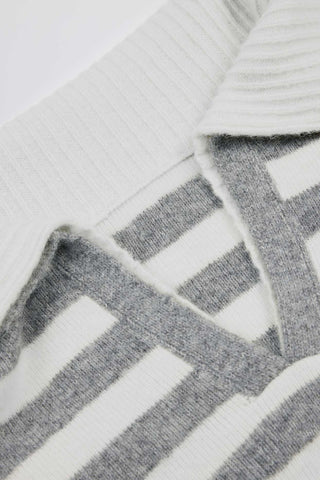 Layered Collar Cropped Knit Jumper