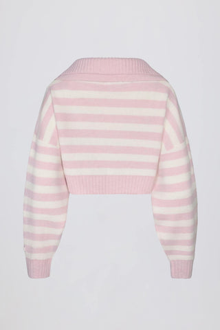 Pink Striped Cropped Knit Jumper