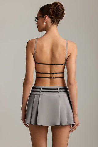 Belted Backless Pleated Mini Dress