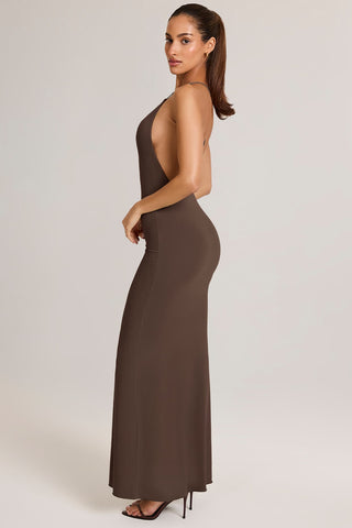 Plunge Backless Fishtail Maxi Dress