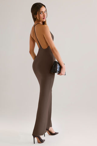 Plunge Backless Fishtail Maxi Dress