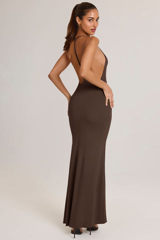 Plunge Backless Fishtail Maxi Dress