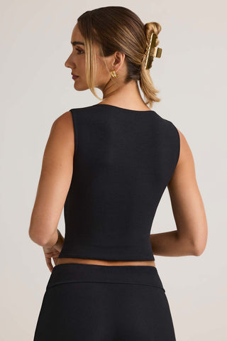 Ribbed Button Vest Top