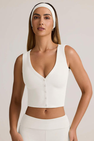 Ribbed Button Vest Top