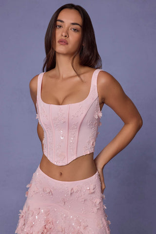 Embellished Lace Up Corset Top