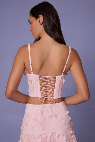 Embellished Lace Up Corset Top