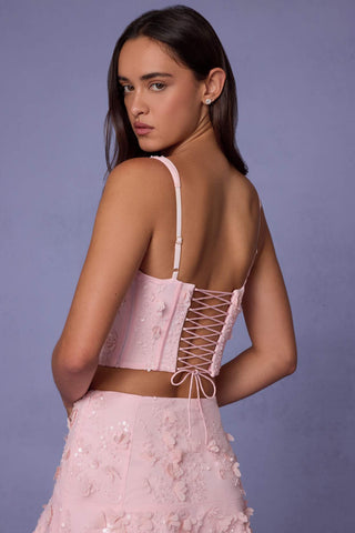 Embellished Lace Up Corset Top
