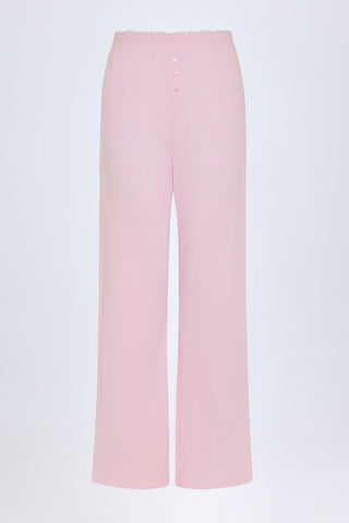 Pointelle Lace Trim Trousers