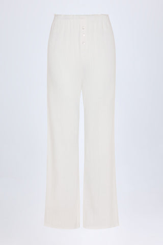 Pointelle Lace Trim Trousers