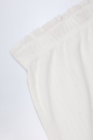 Pointelle Lace Trim Trousers