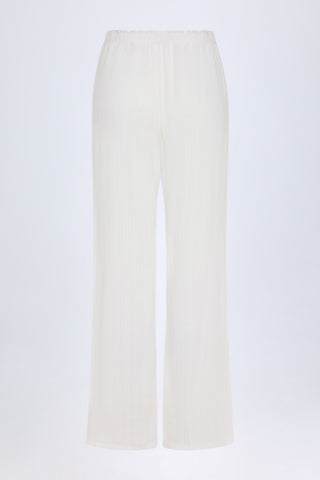 Pointelle Lace Trim Trousers