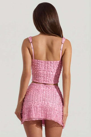 Embellished Square Neck Crop Top