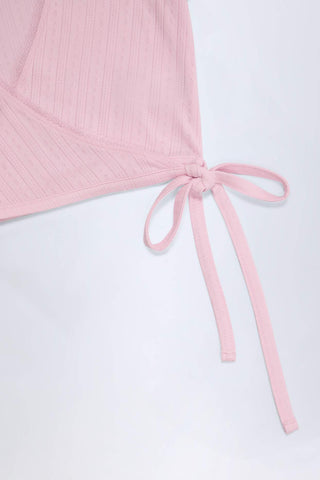 Pointelle Wrap Crop Top