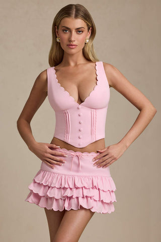 Scalloped Corset Top with Plunge Neckline