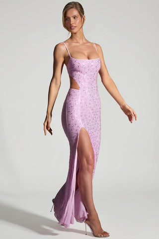 Embellished Cut Out Fishtail Maxi Dress