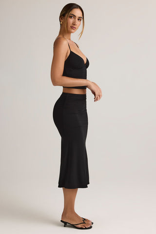 Ruched Modal Midi Skirt