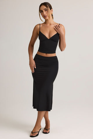 Ruched Modal Midi Skirt