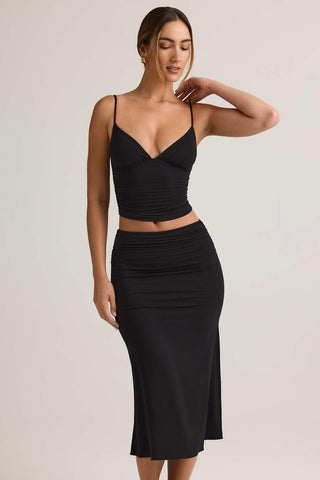 Ruched Modal Midi Skirt